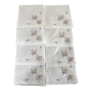 Vintage Embroidered Handkerchiefs Set of 8